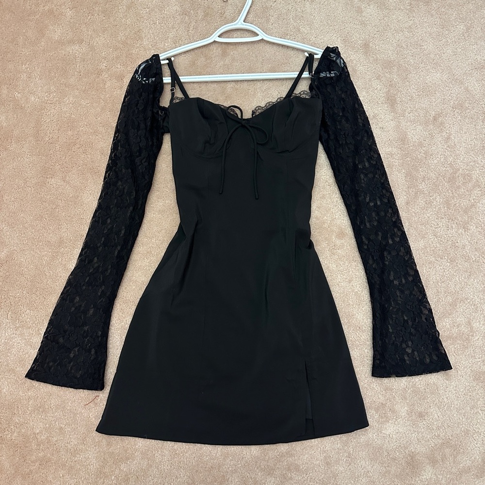 Princess Polly Black Lace Long Sleeve Dress